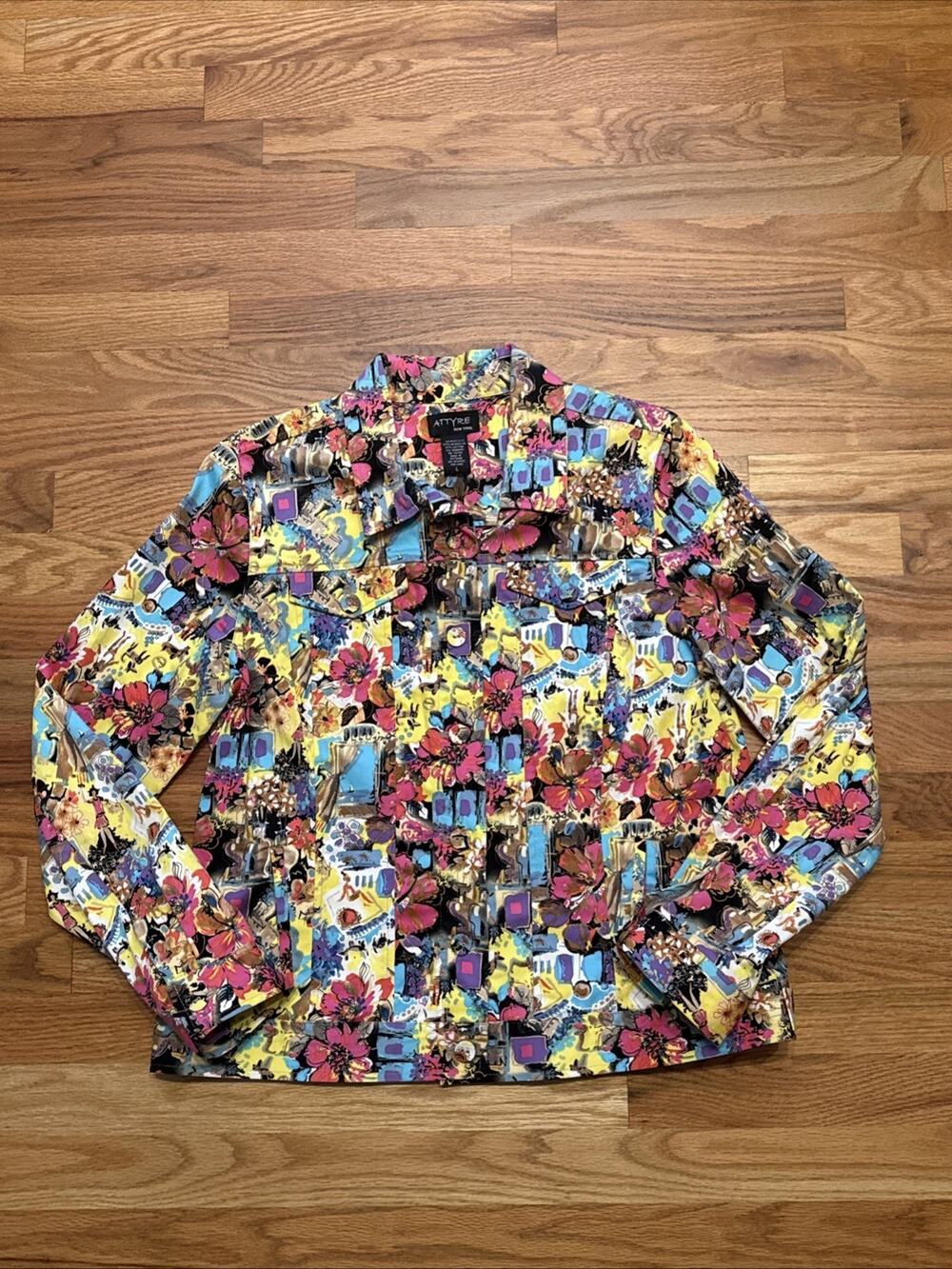 ATTYRE New York Streetwear Multicolored Shirt Jacket Sz Large Colorful Eclectic